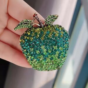 Betsey Johnson Green Blue Apple Brooch